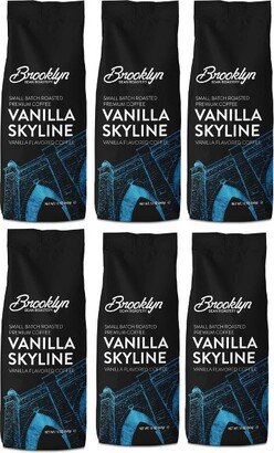 Brooklyn Bean Roastery Brooklyn Beans Ground Coffee, Vanilla Skyline-Vanilla Flavored, 6 pack (72 ounces total)