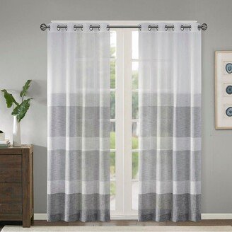 Gracie Mills 1-pc Hayden Woven Faux Linen Striped Window Sheer - 50x95