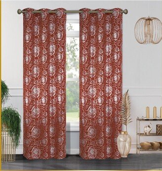 Floral Metallic Blackout Grommet Curtain Panels (Set of 2)