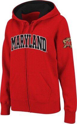 Women's Red Maryland Terrapins Arched Name Full-Zip Hoodie