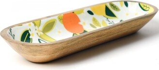 Citrus Print Wood Dough Bowl 16''