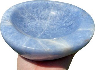 Blue Calcite Bowl - Hand Carved Crystal Stone Polished Light 5