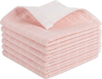 PiccoCasa 100% Cotton Kitchen Dish Cloths Highly Absorbent Towel Great for Household Cleaning 6 Pack Pink