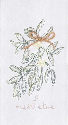 Winter Mistletoe Embroidered Flour Sack Kitchen Towel