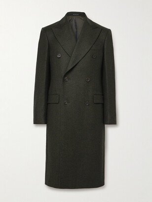 Double-Breasted Striped Wool-Twill Coat