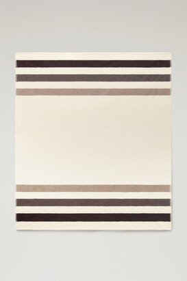Striped Blanket in Pure Wool Unisex white Size ONE