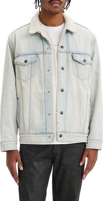 Faux Shearling Lined Relaxed Fit Denim Trucker Jacket