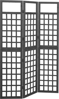 3-Panel Room Divider/Trellis Solid Fir Wood Black 47.6x70.9