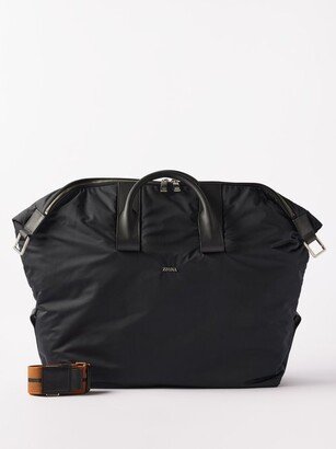 Leather-trim Technical-twill Holdall