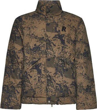 Camouflage Printed High-Neck Puffer Jacket