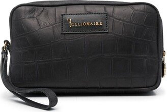 Logo-Plaque Crocodile-Effect Wash Bag