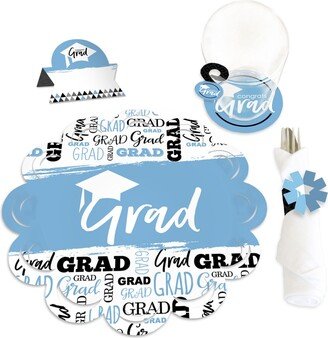 Big Dot Of Happiness Light Blue Grad Best is Yet to Come Party Table Decorations Chargerific Kit 8 Ct