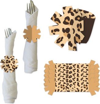 Big Dot of Happiness Leopard Print - Cheetah Party Paper Napkin Holder - Napkin Rings - Set of 24