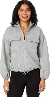 Quilted Jacquard Zip Jacket (Heather Gym Class Grey) Women's Coat