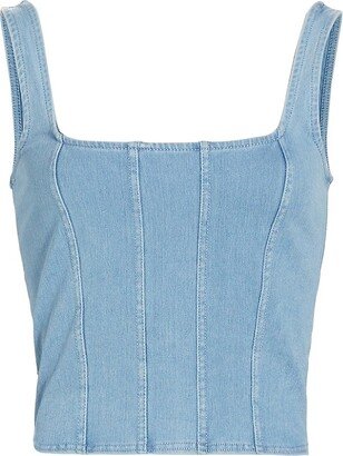 Stretch Denim Corset Crop Top