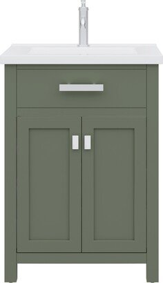 Myra 24 In. Integrated Ceramic Sink Top Vanity in Glacial Green