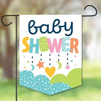 Big Dot Of Happiness Colorful Baby Shower - Outdoor Home Decor Double-Sided Garden Flag - 12 x 15.25