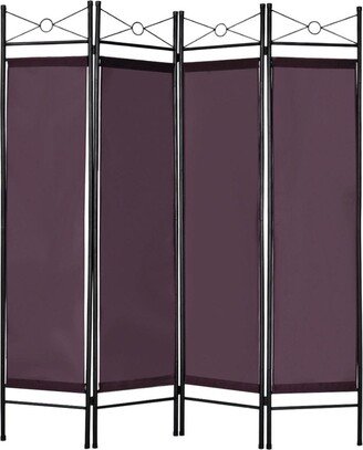 4 Panel Room Divider Privacy Screen Home Office Fabric Metal Frame