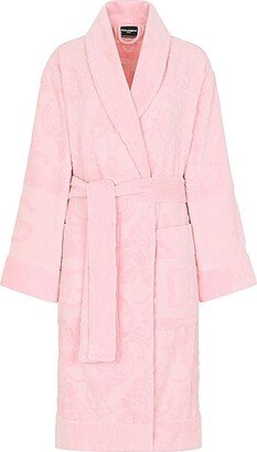 Dolce & Gabbana Casa Logo Jacquard Bathrobe in Pink