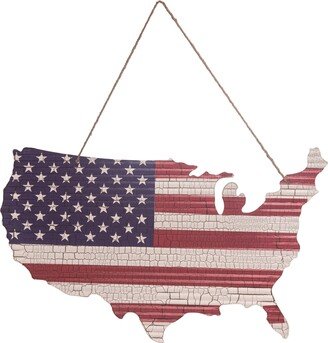 28 in. Multicolor 4th of July Americana USA Flag Cutout with Hanger