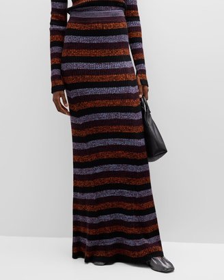 Rib-Merino Striped Maxi Skirt