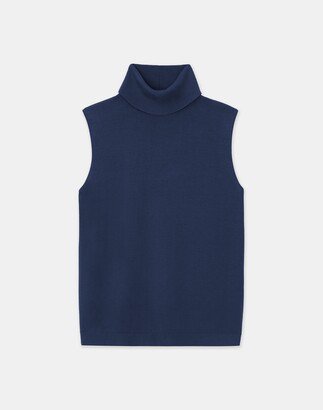 Petite Matte Crepe Sleeveless Turtleneck Sweater