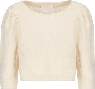 Puff-Sleeved Cropped Top