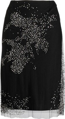 DES PHEMMES Crystal-Embellished Midi Skirt