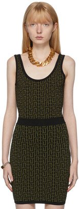 Khaki & Black Jacquard Monogram Bodysuit-AA