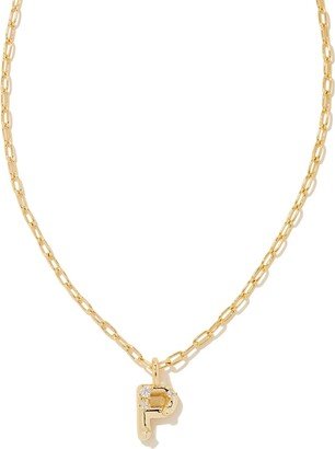 Crystal Letter Short Pendant Necklace Gold White Cz P One Size