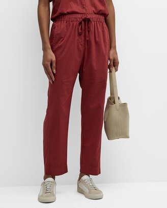 Draped Cropped Cotton Poplin Pants