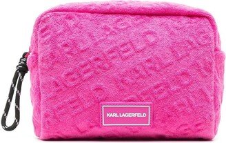 K/Logo embossed makeup bag