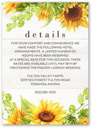 Enclosure Cards: Bright Sunflower Wedding Enclosure Card, White, Matte, Signature Smooth Cardstock, Square
