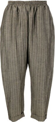 Pinstripe-Pattern Cropped Trousers