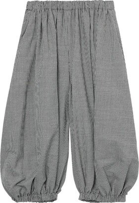 Check-Pattern Wool Cropped Trousers