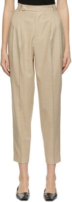 Beige Wool Summer Tapered Trousers