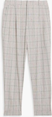 Lowea pleated checked linen-blend tapered pants