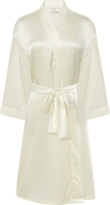 Not Just Pajama Poppy Flowers Lace Trimmed Robe - Ivory