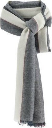 Scarves by Franci Anthracite White Cashmere Scarf In Maroon Grey And White - Unisex