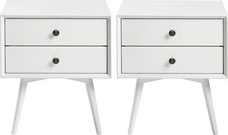 Middlebrook Designs Middlebrook Mid-Century Solid Wood 2-Drawer Nightstand, Set of 2