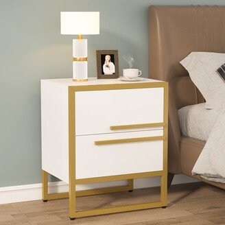 YUZHOU 2-Drawer Tall Nightstand Bedside Table, Modern Large Storage Cabinet