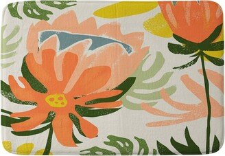 Oranges Flowers Rain Summer Floral Memory Foam Bath Mat