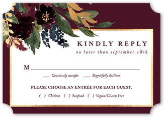 Rsvp Cards: Bouquet Garland Wedding Response Card, Purple, Pearl Shimmer Cardstock, Ticket