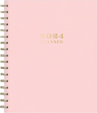 Day Designer 2024 Planner 7x9 Weekly/Monthly Faux Leather Blush