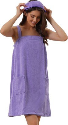 cheibear Women' Gym Shower Spa Wrap Sleevele Bathrobe with Adjutable Cloure Grape Shake Medium