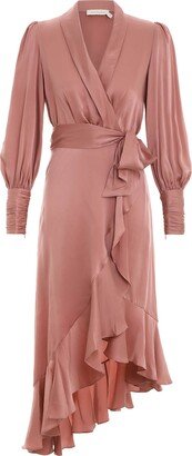 Silk Wrap Midi Dress