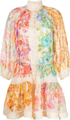 Raie Lantern floral-print minidress