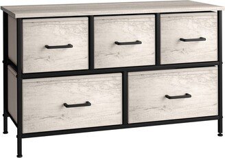 Wood TV Stand Dresser for Home Bedroom and More Cream/Black