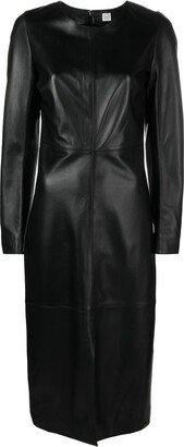 Panelled Leather Midi Dress