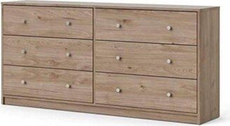 Farmhouse Contemporary 6 Drawer Double Dresser in Oak